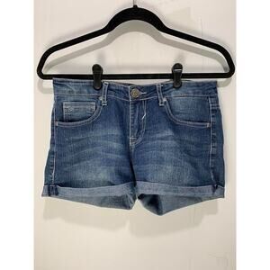 Vigold Womens Denim Shorts Size 3/4 Medium Wash Rolled Hem Classic Style